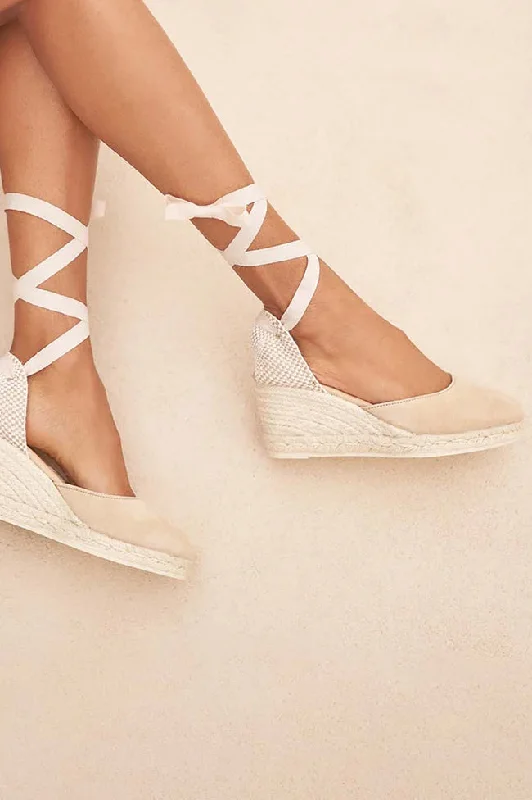 Hamptons low wedge espadrilles, champagne beige