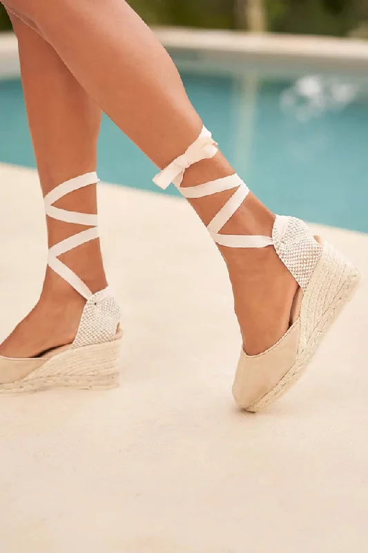 Hamptons low wedge espadrilles, champagne beige