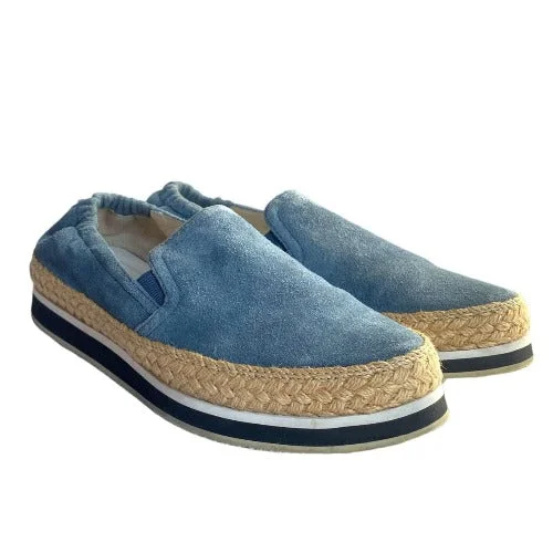 PRADA Saint Tropez Blue Suede Sport Slip-on Espadrille Sneakers, Size 35.5