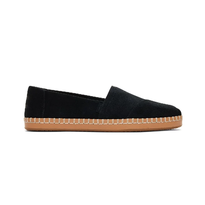 TOMS Espadrille Alpargata Leather Wrap Women - Black Suede Canvas