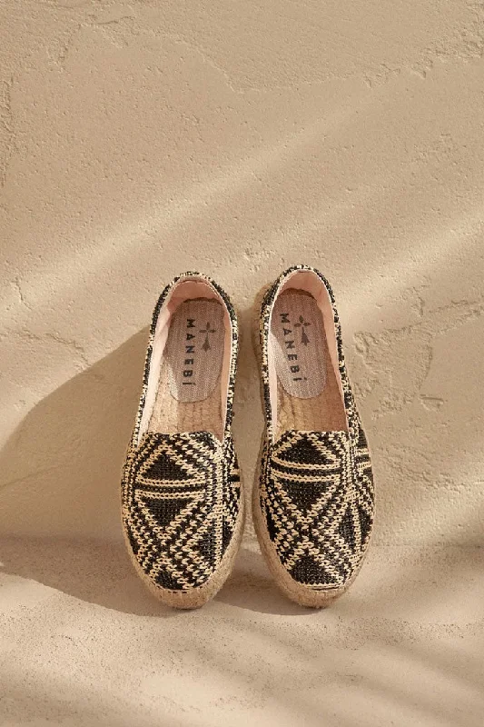 Yucatán espadrilles, black triangles on natural